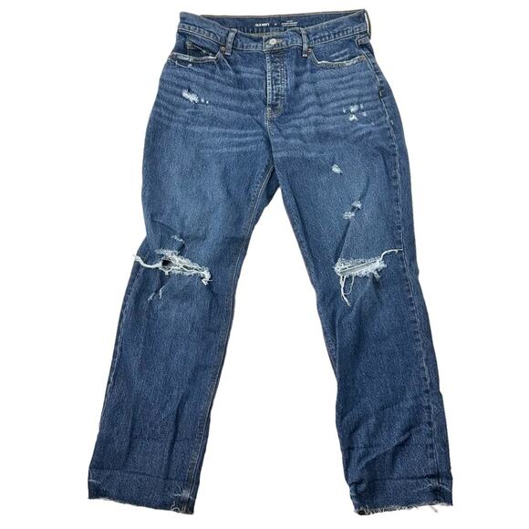 Old Navy high rise slouchy straight distressed jeans women's size 10 - Picture 3 of 11
